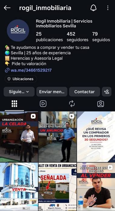 Perfil de Instagram de Rogil Inmobiliaria