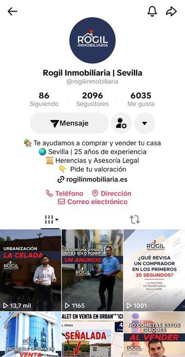 Perfil de TikTok de Rogil Inmobiliaria